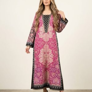 Pink Black Long shirt/ Kaftaan (Stitched)